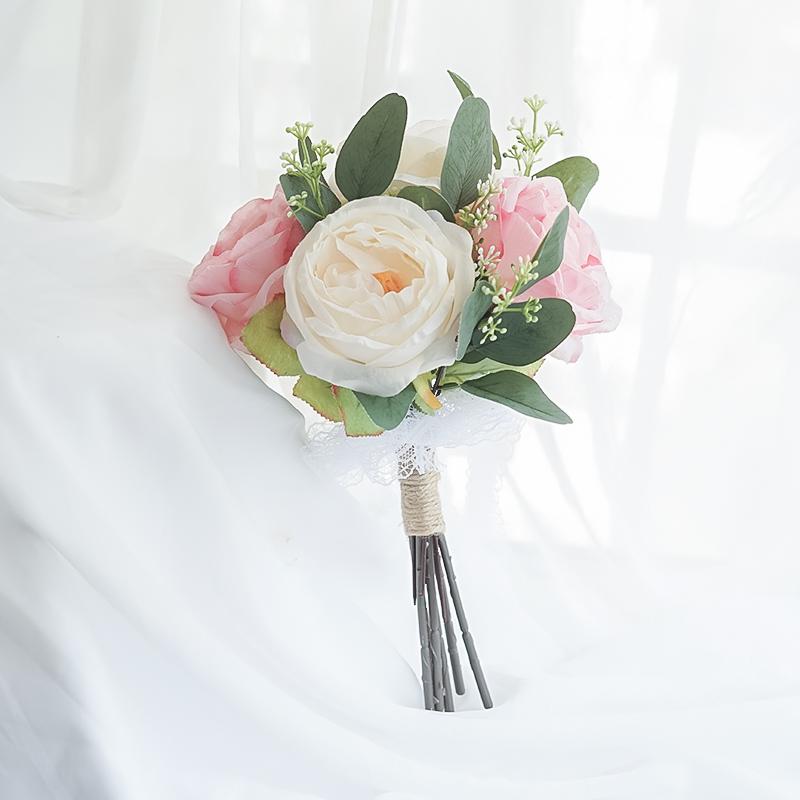Bouquet Sposa Eucalipto Stile Foresta - Composizione Floreale Artificiale a Mano per Matrimoni & Arredo Casa