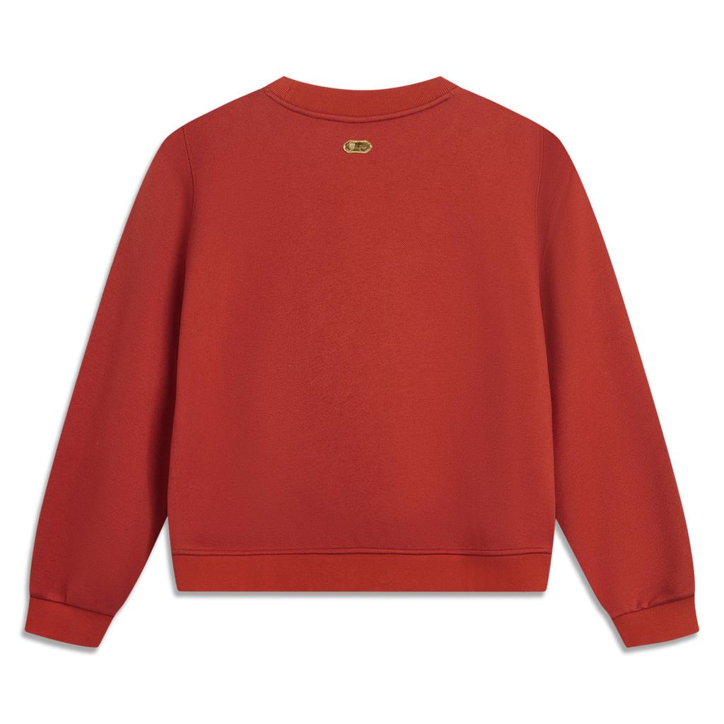 Li Ning Sports Lifestyle Series Loose Fit Round Neck Letter Embroidery Sweatshirt Women sweatshirt AWDVB36-4