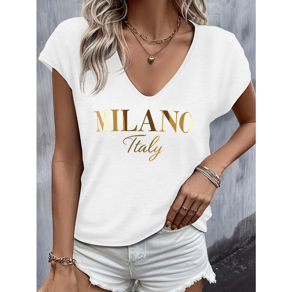 Summer Women's Short-sleeved V-neck Loose Modal T-shirt Comfortable Breathable Top