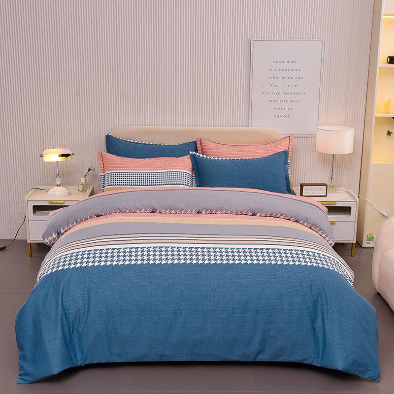Thickened Cotton Four-piece Set, Pure Cotton Bed Sheet Quilt Cover, Dormitory Three-piece Set, Bedding
