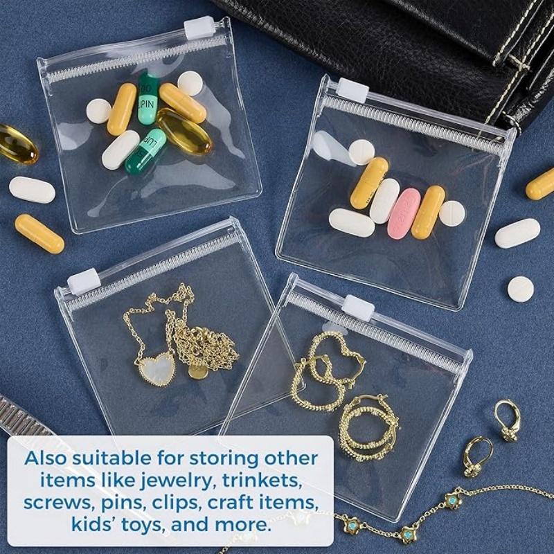 Jewelry Storage Bag Pill Pouch Bags Zippered Pill Pouch Reusable Clear Pill Bags Self Sealing Travel Medicine Organizer Storage