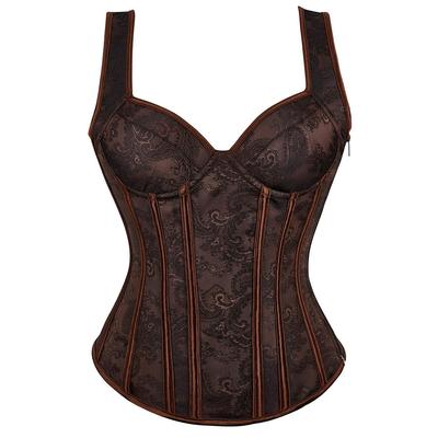Damen Braunes Riemchen Taillenformer Korsett Top - Retro Europäischer & Amerikanischer Stil