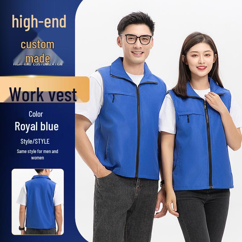 Custom Logo Multi-Pocket Durable Vest for Supermarket, Decoration, and Volunteer Workwear