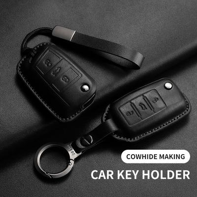 Leather Car Key Case Cover for Volkswagen VW Polo Golf7 MK7 Tiguan Passat Golf Jetta Lavida Car Remote Key Case Shell Accessorie