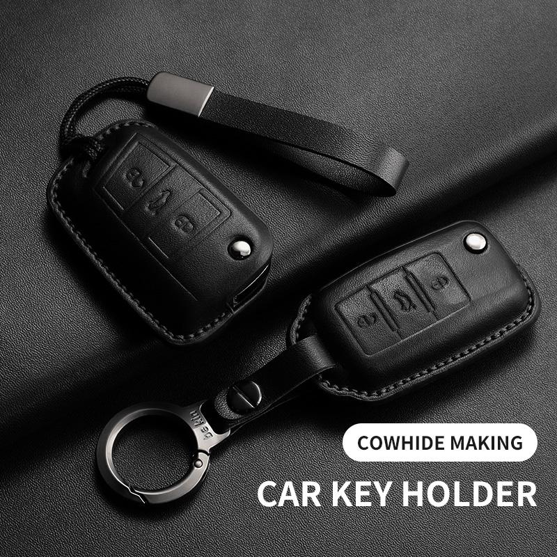 Leather Car Key Case Cover for Volkswagen VW Polo Golf7 MK7 Tiguan Passat Golf Jetta Lavida Car Remote Key Case Shell Accessorie