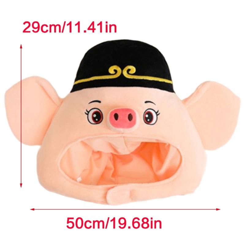 Novinky Zábavná hlava prasátka Plyšová čepice prasátka Kreslená zvířecí pokrývka hlavy Klobouk Fotografické rekvizity Cosplay Halloweenský kostým