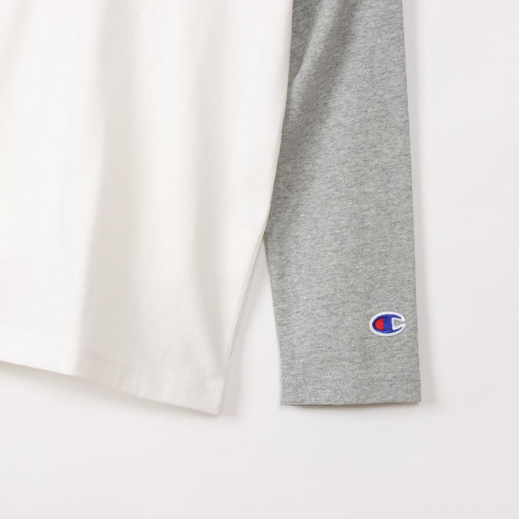 Champion Long for Long Crew One Point Raglan Long Sleeve Oxford 130 T-Shirt Kids, Sleeves, Neck, 100% Cotton, Embroidered, Logo, T-Shirt, Basic,