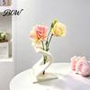 Elegant Flower Display 3D Printed Curved Arrangement Stand, Minimalist Holder Ornament, Decorative Home Accent Creative Artistic Table Decoration for