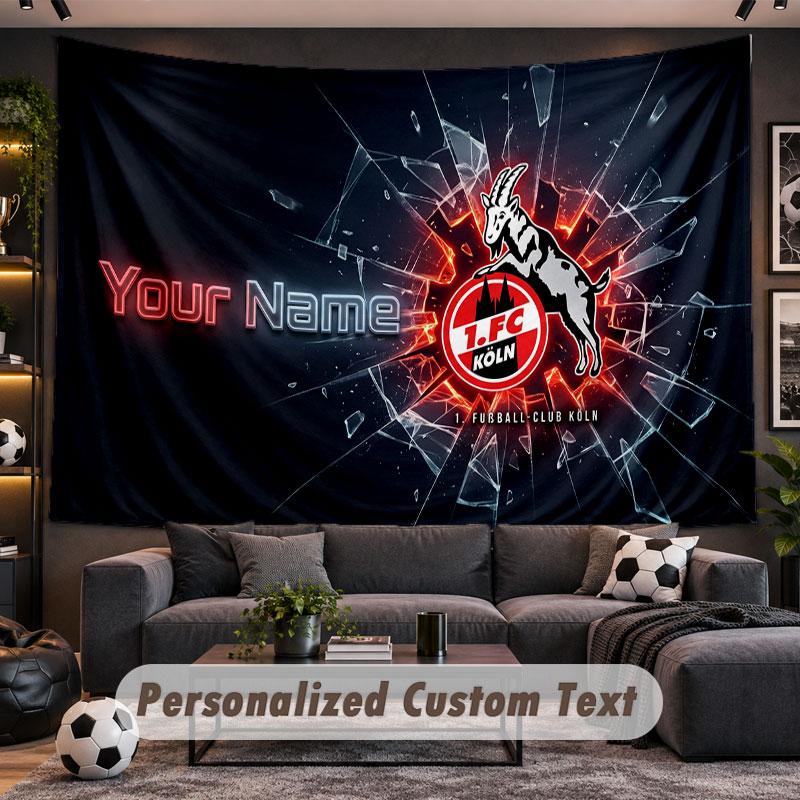 Wandbehang Wandteppich Benutzerdefinierter Name FC Köln Muster Personalisiert Bedruckter Stoff Wanddekoration