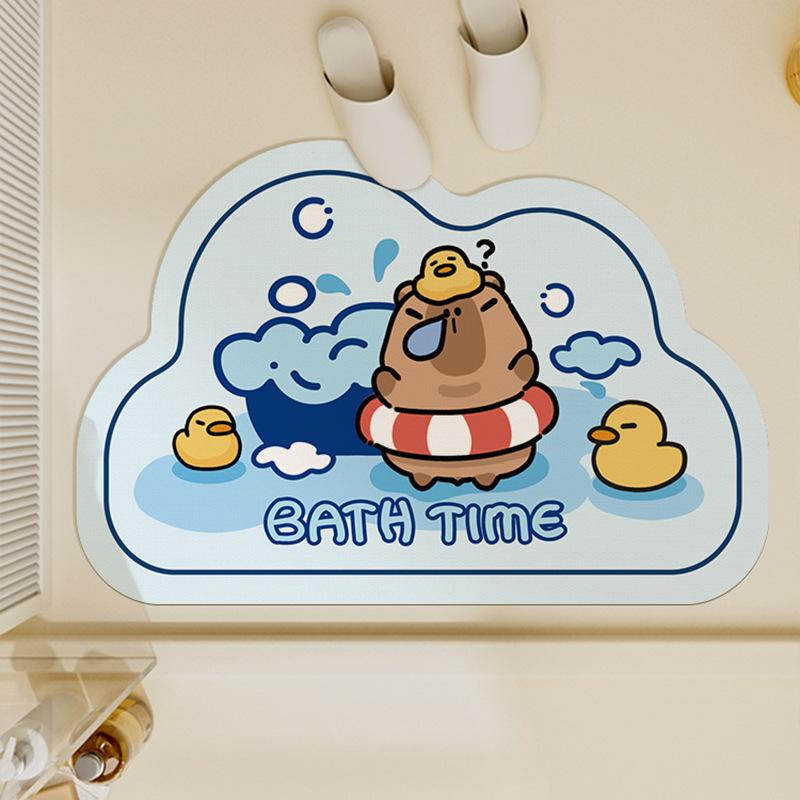 Diatom Mud Floor Mat Cartoon Bathroom Water Absorbing Household Wear-resistant and Anti Fouling Bathroom Door
