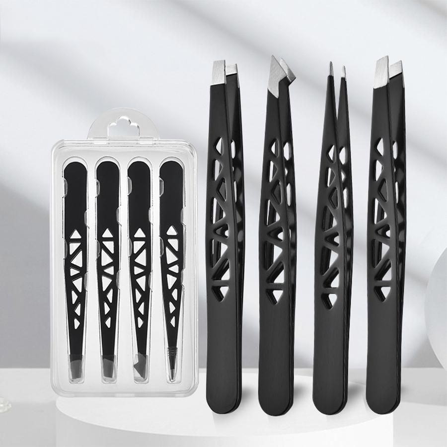 Tweezers Set 3-4pcs Stainless Steel Eyebrow Precision Sharp Tip Tweezers for Body Ingrown and Facial Hair Removal
