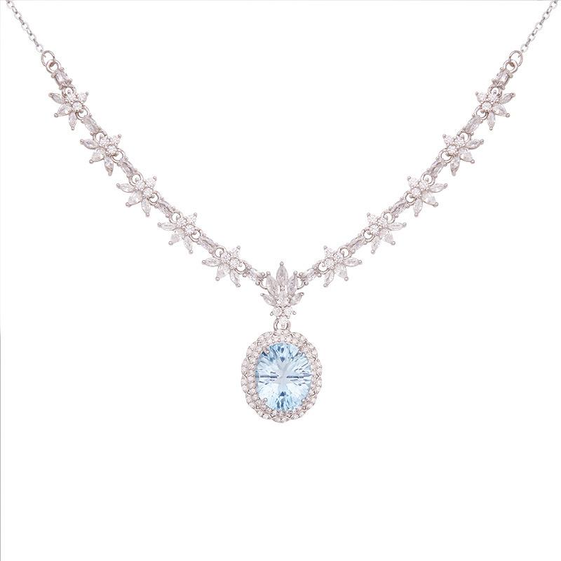 Natural Topaz Citrine Amethyst Pendant Necklace Women'S S925 Sterling Silver Colored Treasure Set Chain Jewelry