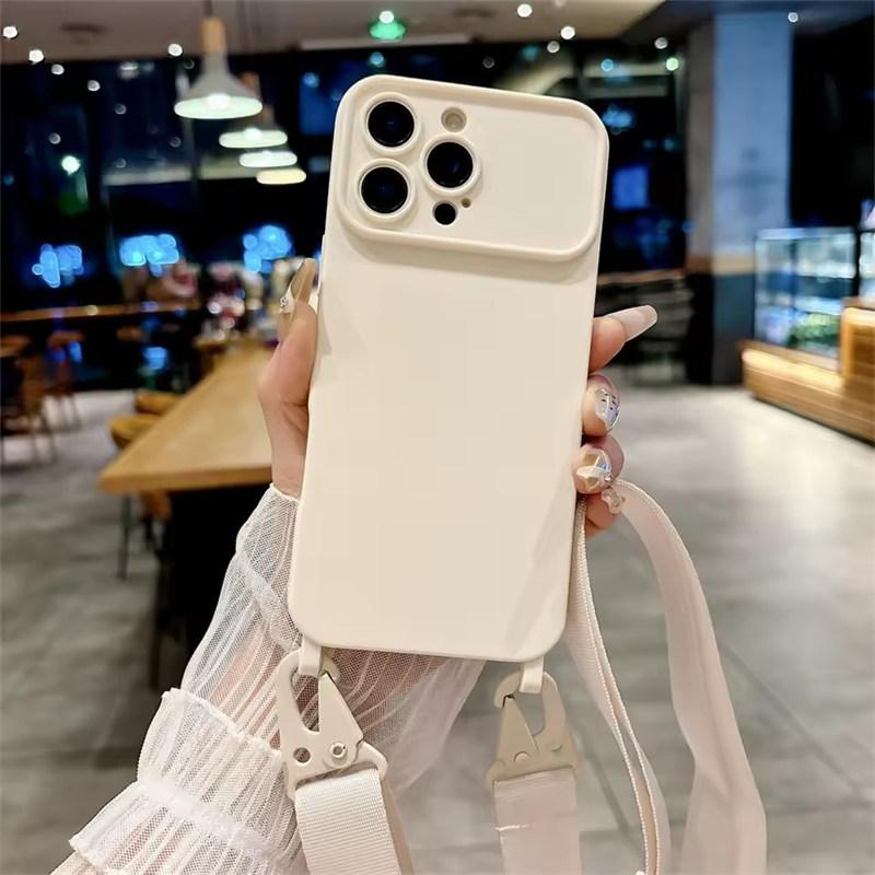 Shockproof TPU Crossbody Lanyard Silicone Phone Case For iPhone17 16 15 14 13 Pro Max 12 11 Cord Rope Necklace Strap Soft Cover