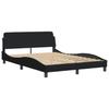 Vidaxl Bed With Mattress, Black, 140X190 Cm, Upholstered