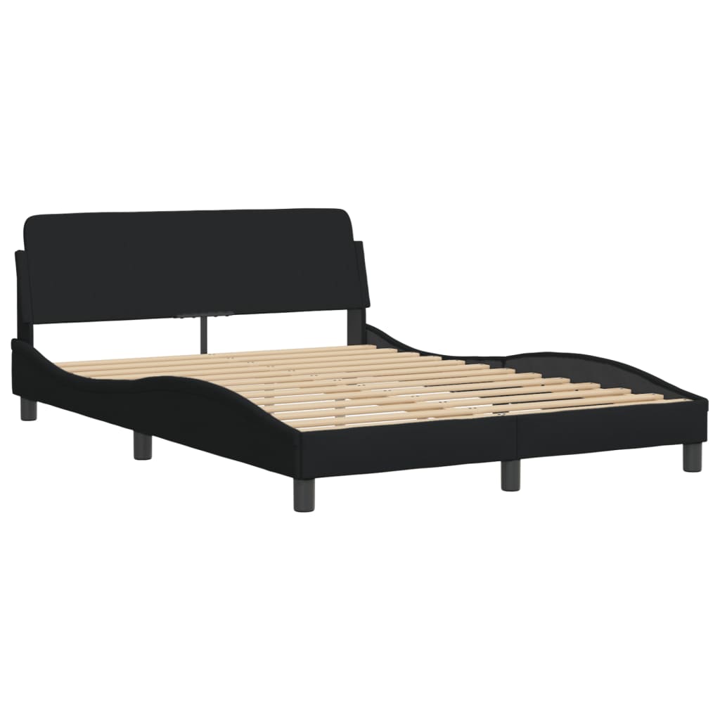 Vidaxl Bed With Mattress, Black, 140X190 Cm, Upholstered