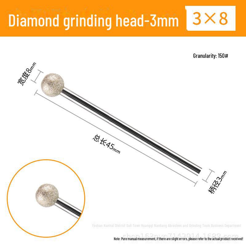 3mm Diamond Grinding Heads for Electric Grinder – Cylindrical, Bullet, Umbrella, Ball Shapes