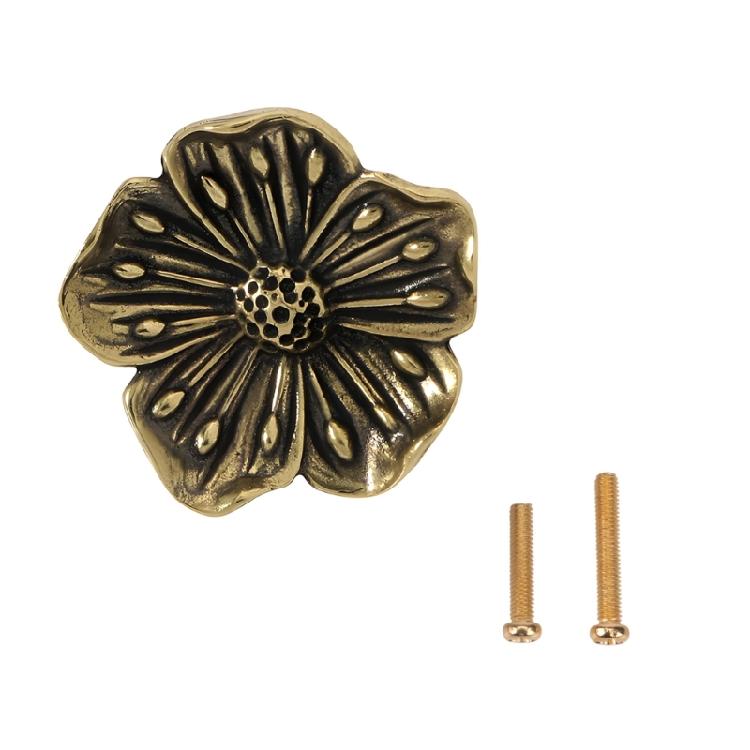 Brasses Flower Cabinet Pattern Knob Kitchen Cabinet Door Handle For Elegant Furniture Hardware Suitable For Humid Environment