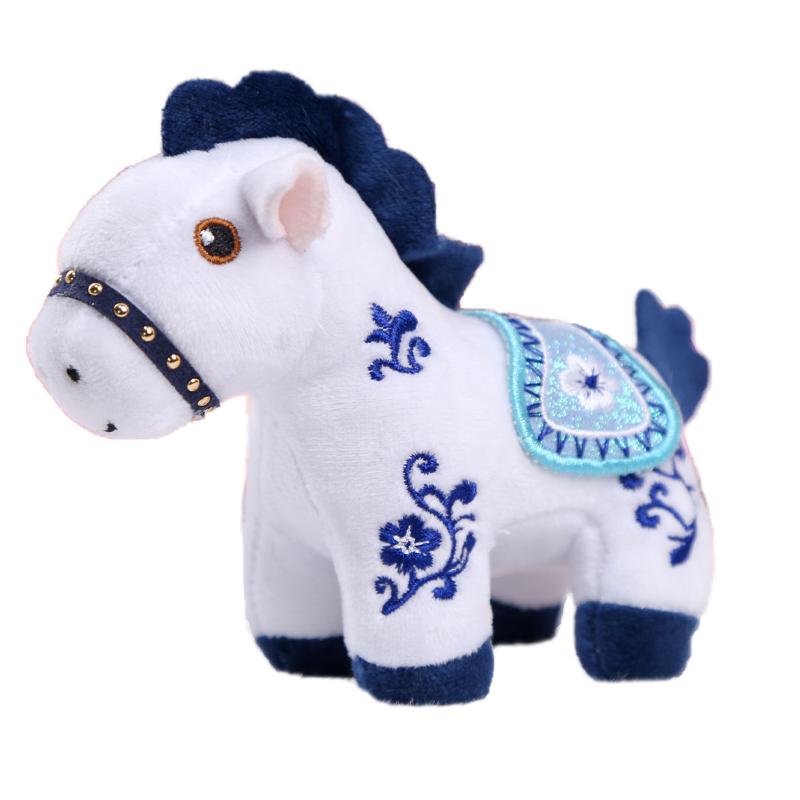 1Pcs 14Cm Lifelike Animal Simulation Stuffed Pony Doll Bag Decor Cute Mini Embroidered Colorful Horse Pendant Keychian Plush Toy