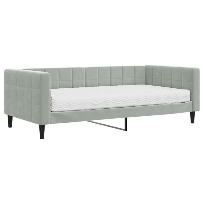 VidaXL Daybed with Mattress Light Grey 90x190 Cm Velvet 3196680