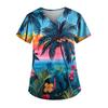 V-Neck Short Sleeve Nursing Scrub Top Women Fashionable Casual Workwear With 3D Print Design Slim Fit 2025 Collection