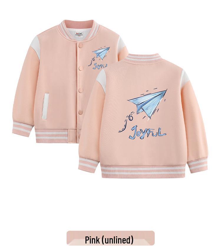 Kids' Autumn/Winter Baseball Jacket - Boys' & Girls' Medium/Large Plus Velvet Spring/Fall/Winter Outerwear