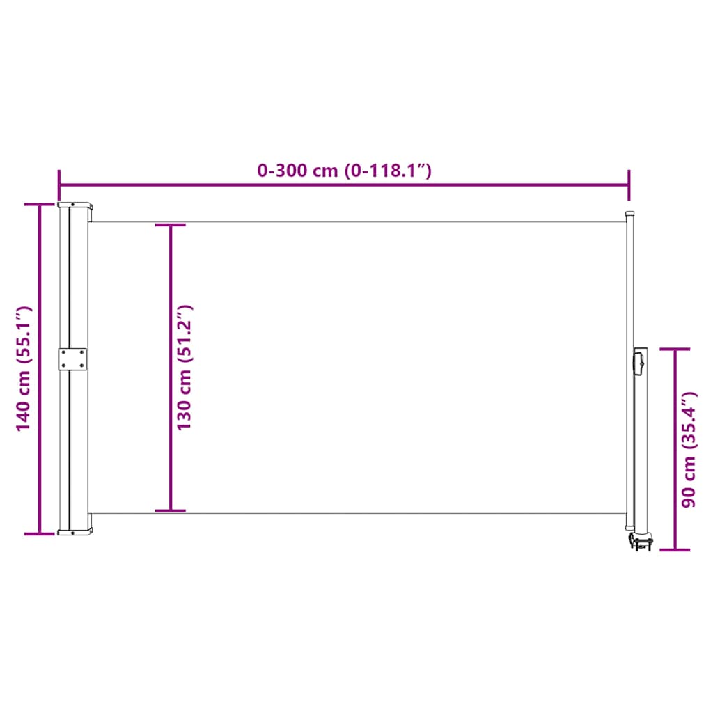 Retractable Side Awning 140x300 cm Grey