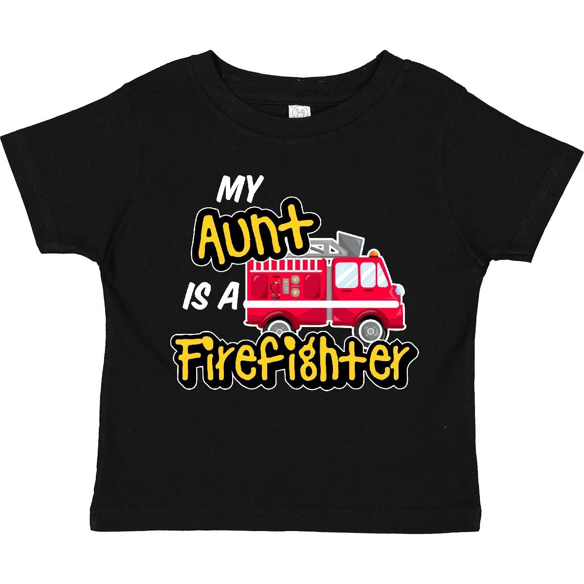 Inktastic My Aunt Is A Firefighter With Fire Truck Toddler T-Shirt Family Kids 140