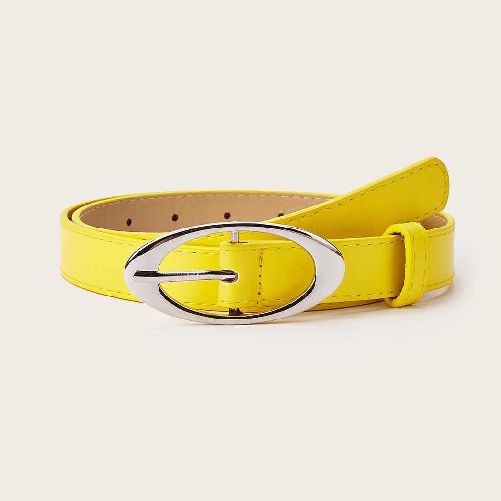 Simple Solid Color Oval Metal Buckle Decoration Women Casual Belt For Daily