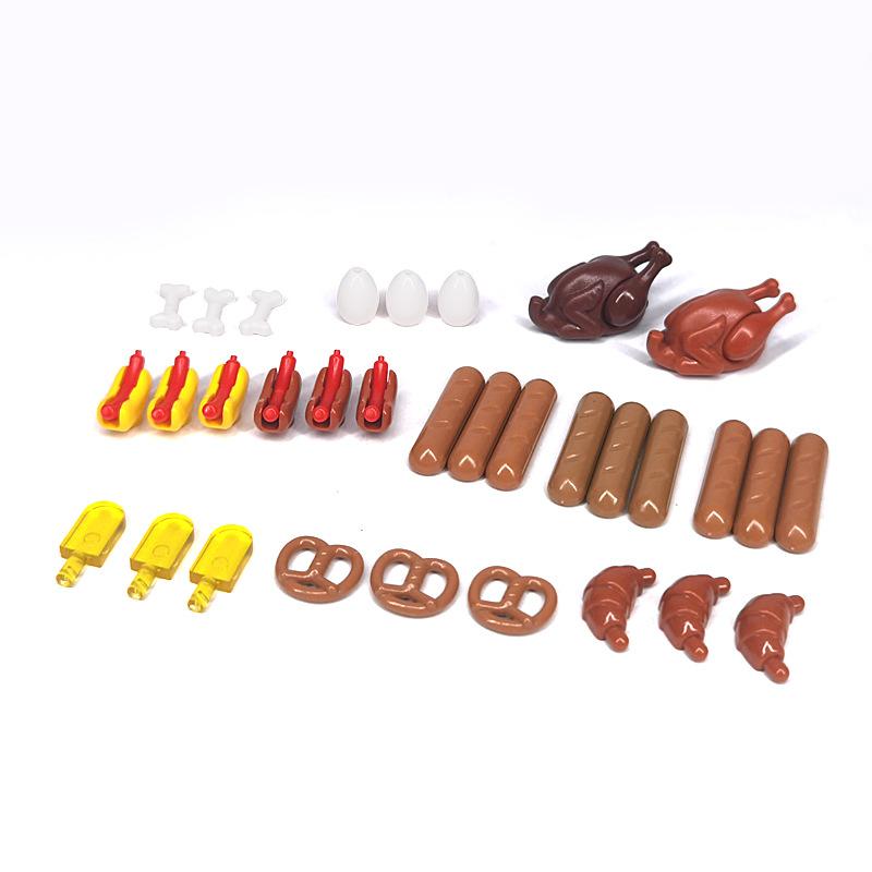Small Particles Building Block Compatible Patchwork Food Assembly Bread Dessert Garden Street Scene