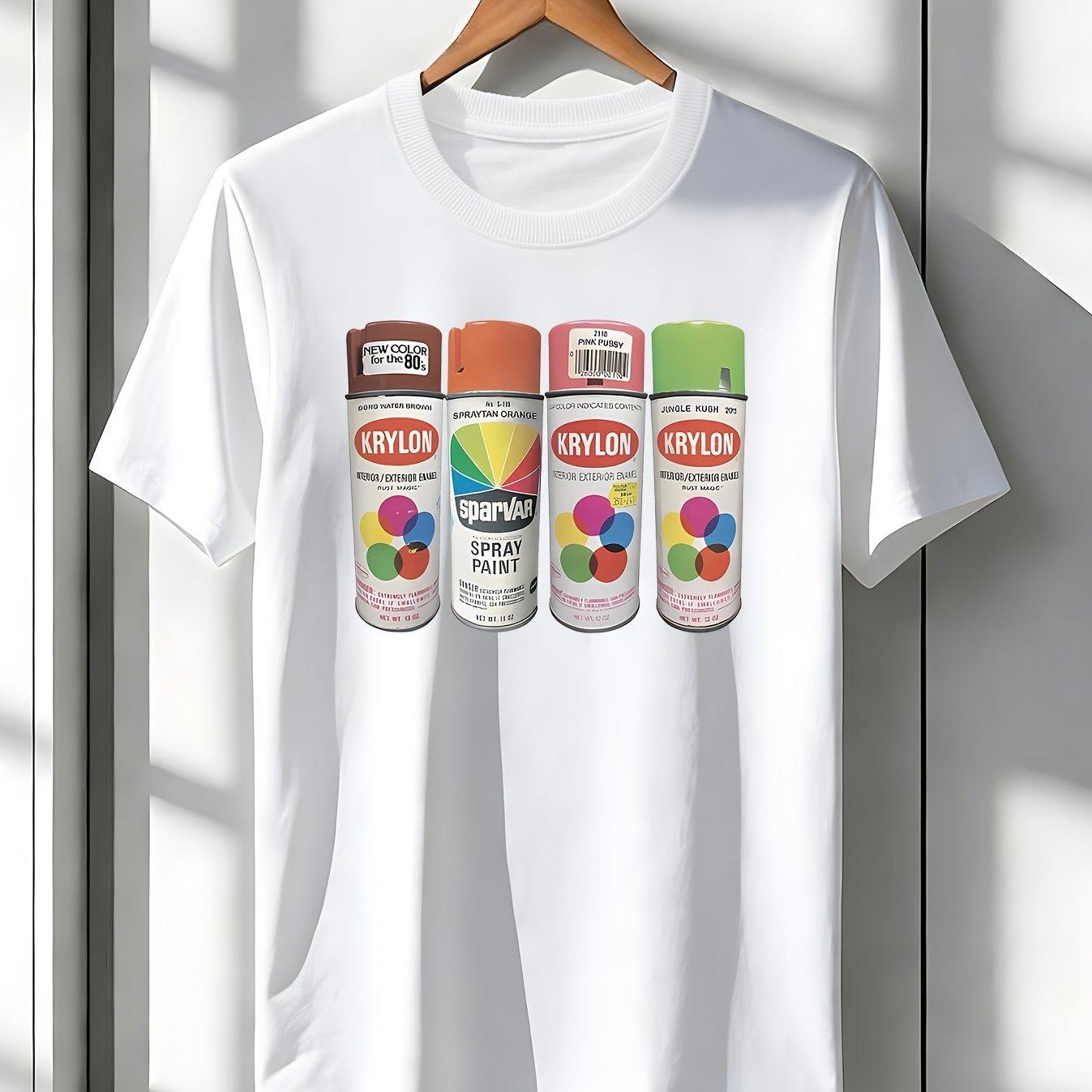 

2026 Summer New Style Klinno Spray Paint Can Printed HighQuality Fashion Comfortable Mens Printed Round Collar TShirt 4XL