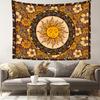 1 Bohemian Sun and Moon Tapestry with Floral and Celestial Patterns - Vintage Wall Hanging for Bedroom, Dorm, Polyester Fabric
