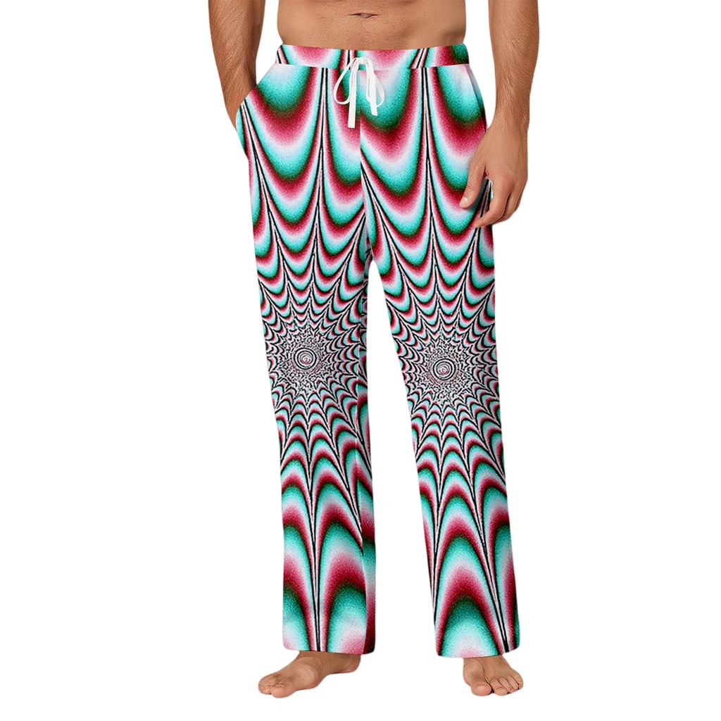 Men's Drawstring Pocket Casual Pants Light Print Pocket Casual Pants (Home Pajamas Style)