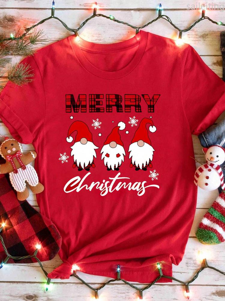 Casual Christmas Santa Claus TShirt for Harajuku Short Sleeve Casual Womens Tshirt Clothing Street Tops Tees Aesthetic Clothes
