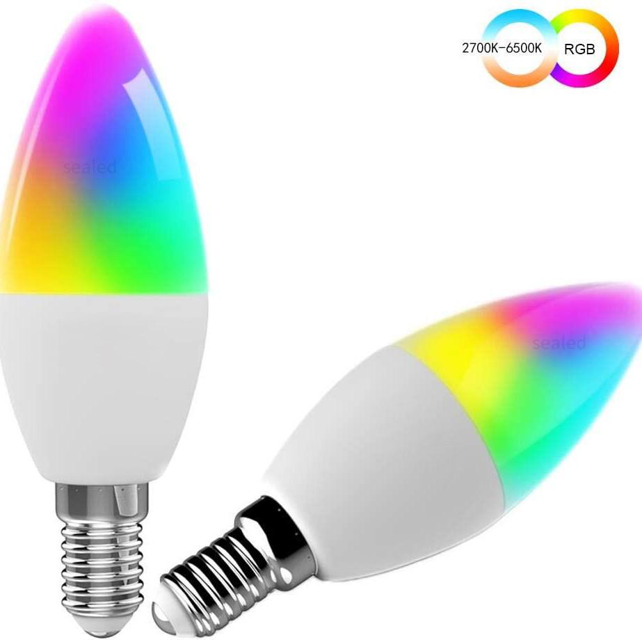 WiFi Smart Candle Light with Alexa Voice Control, RGBCW E14 Table Lamp, Tuya Smart Life Compatible