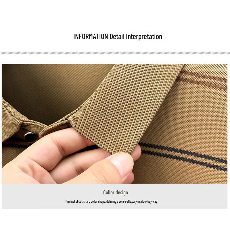 ROMON Men's Long Sleeve Double Stripe Lapel POLO Shirt