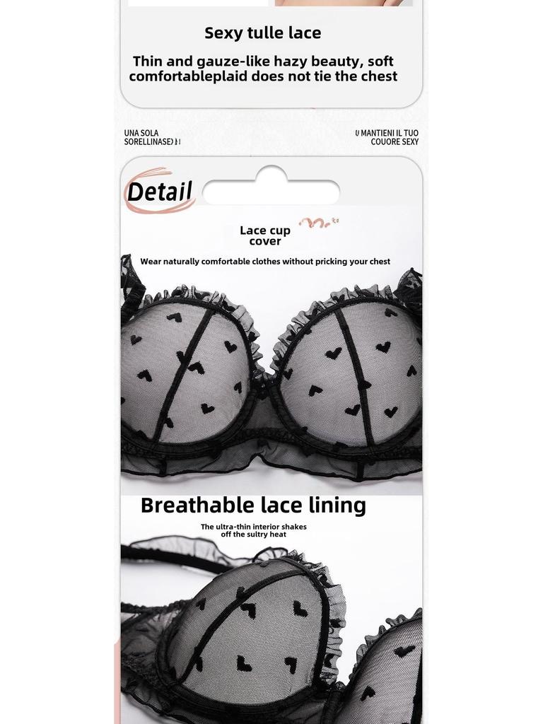 Conjunto de Sujetador Sexy de Encaje Puro con Fruncidos para Mujer - Colección de Verano