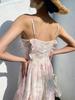 Women's Seaside Holiday Chiffon Printed Spaghetti Strap Long Beach Dress