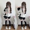 ZYOOFOV and Hoodie Short Subculture Panda Harajuku Plus School Style Women's Tracksuit, Pants, Shorts, Set, Sleeve, Unisex, Style, Zip-Up, Cute,
