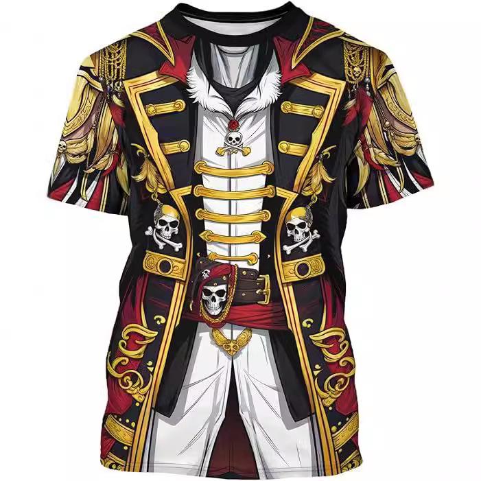 WowClassic Zomer Ronde Hals Piraat - Stijl Kostuum 3D Print Top Modieus Casual Korte Mouw Heren T-shirts 4XL