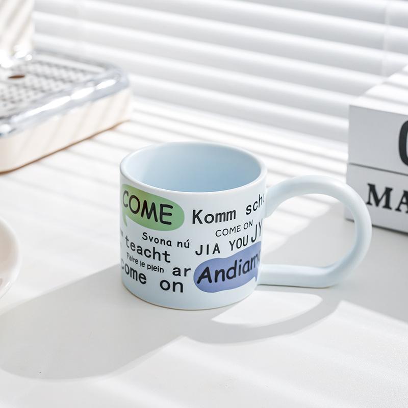 

Creative English Simple Fashion Ceramic Mug Office Home Cup Coffee Cup Water Cup Couple Breakfast Cup 201-300ml