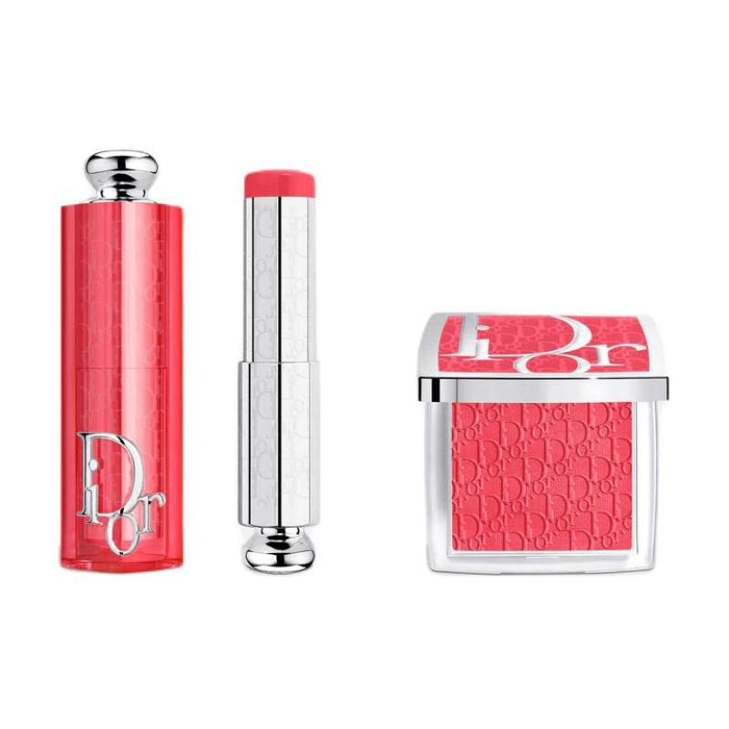 DIOR Rose Glowing Blush + Blush Stick Makeup Set Natural Moisture Boosting Color + Two-piece set: Blush #015 Cherry + Blush Stick #015 Cherry красный