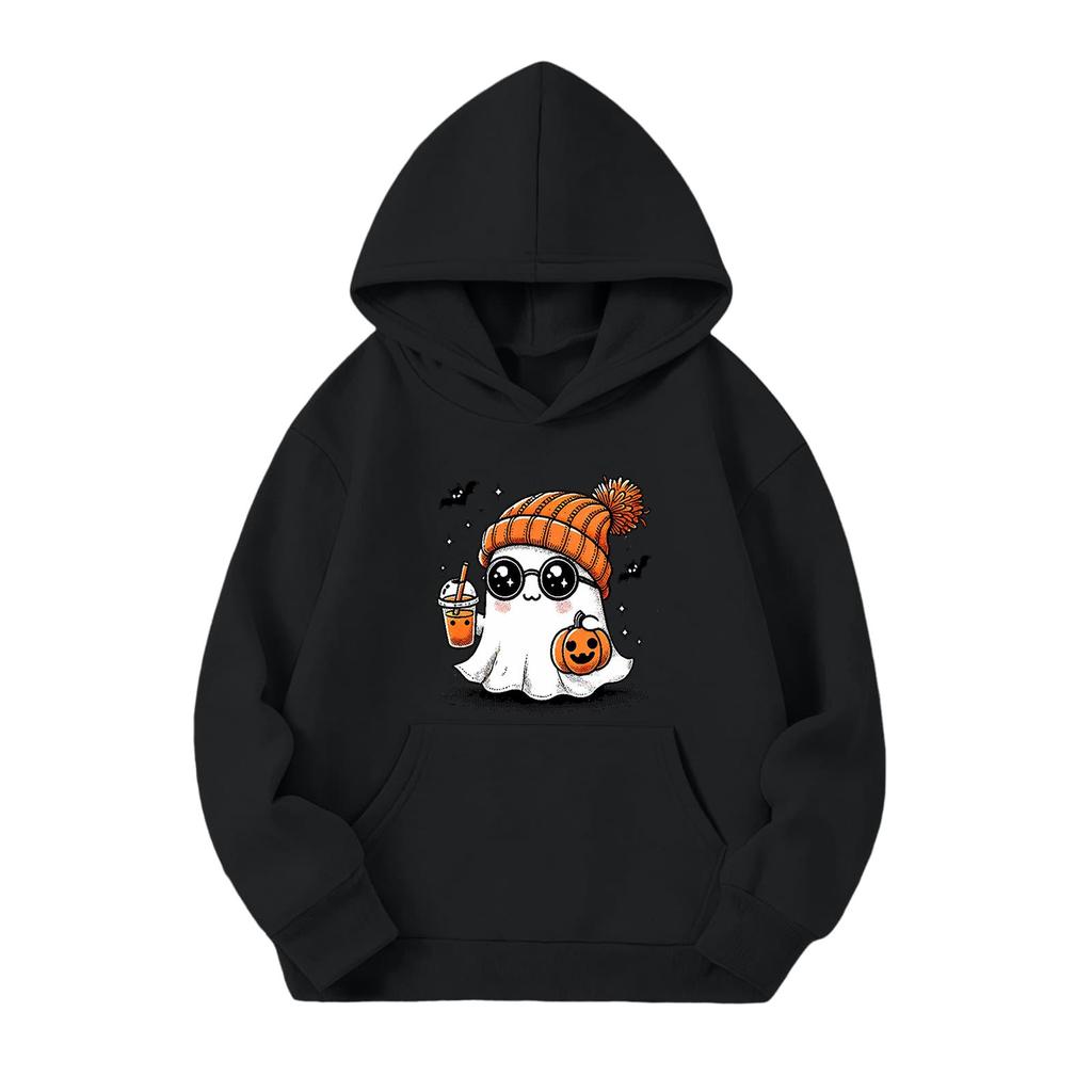 Kids Halloween Printed Hoodie, Loose Fit Casual Pullover for Boys Girls