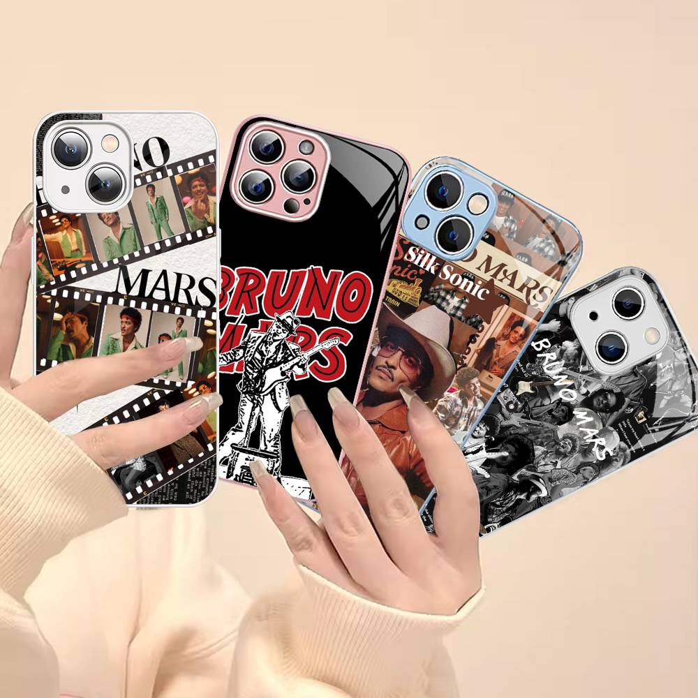 B-Bruno M-Mars Singer Tempered Glass For Iphone 14 13 12 11 Pro Mini XS MAX 14Plus X XS XR Fundas