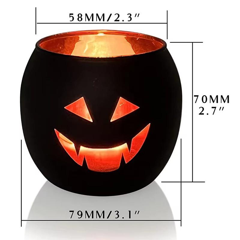 Halloween Table Decor Lanterns Black Glass Votive Tealight Candle Holders Halloween Indoor Party Decorations