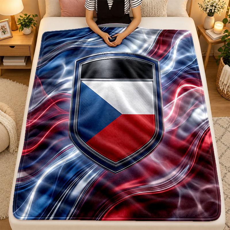 Flannel BlanketCzech Republic Football Warm Soft Throw Blanket for Indoor Sofa Bed Living Room Use