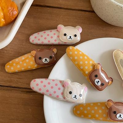 2 Stück Kawaii Rilakkuma Pony Seitenclip Cartoon Niedlich Wellenpunkt BB Haarspange Süße Vielseitige Haarnadel Haarschmuck Geburtstagsgeschenk