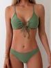 2024 European and American Lace-up Solid Color Sexy Two-piece Bikini
