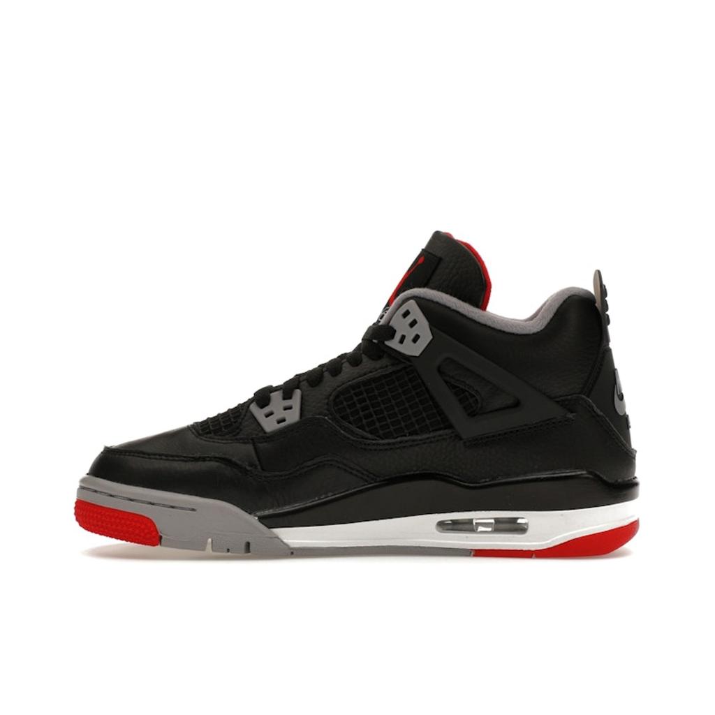 Air Jordan 4 Retro GS Bred Reimagined Kids Sneakers Black Fire-Red Cement-Grey FQ8213-006