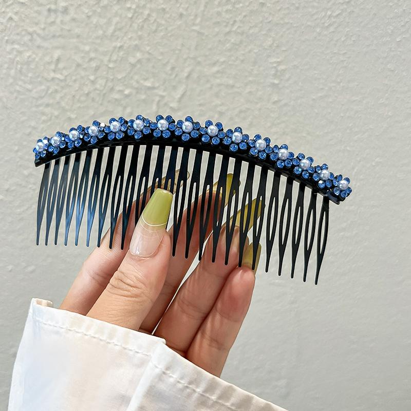 New Handmade Hair Combs Clips Tooth Plastic Hairpin Women Side Twist Comb French Floral Pearl Hairpin Girls Hair Accessories