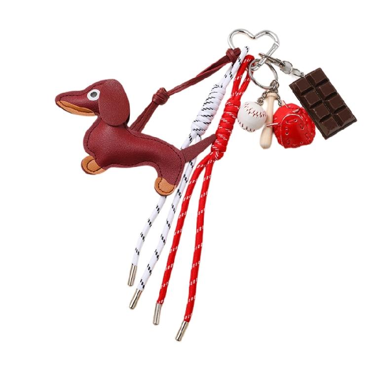 Multipurpose Sausage Dog Key Pendant Sturdy PU Materials Construction with Attention to Detail Daily Casual Wear